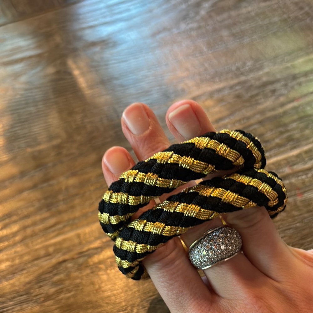 Black and Gold Twisted Rope Bracelet - Women Accessories